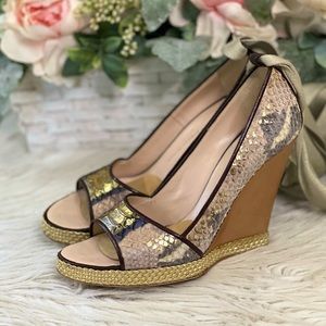 Giuseppe Zanotti Gold and Tan Wedges